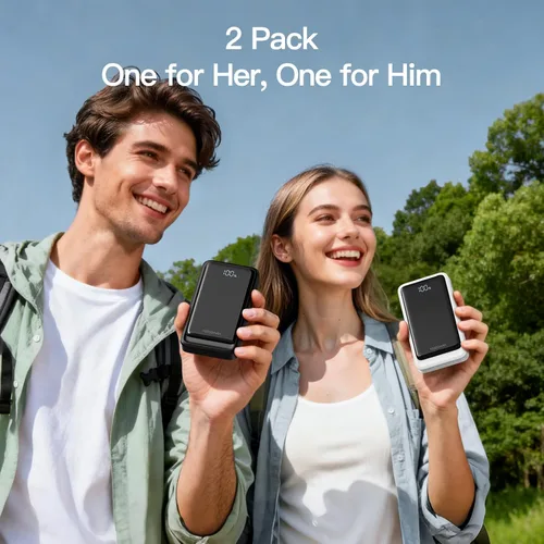 Miniatura 9 de Paquete de 2 cargadores portátiles de 10000 mAh 2026 con 4 cables integrados, paquete de batería PD 20W Travel Essentials, 5 salidas 2 entradas Slim