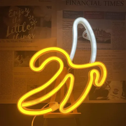 Miniatura 3 de ENUOLI Letreros de neón de plátano, luz de neón de plátano de 11.4 x 7.9 pulgadas, luces LED de neón para decoración de pared, lámparas nocturnas