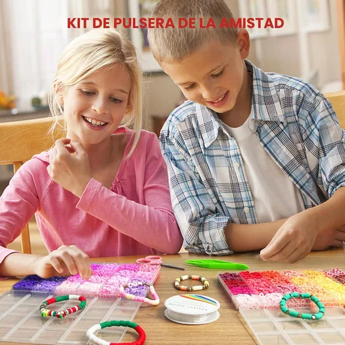 Miniatura 7 de Redtwo Juego de 23000 cuentas de arcilla para hacer pulseras, 144 colores, 7 cajas de cuentas Heishi de polímero plano para hacer joyas de amistad