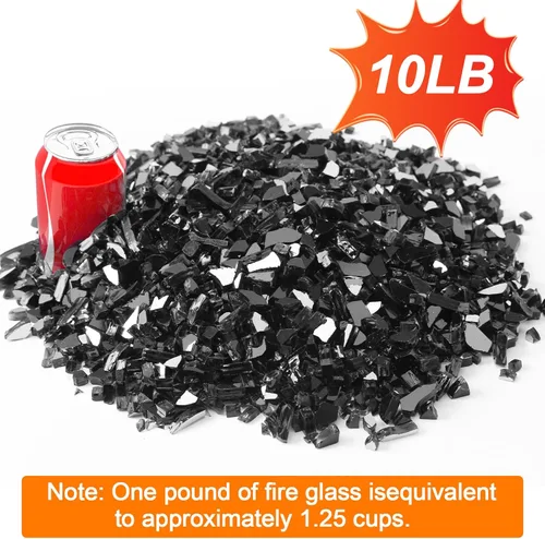 Miniatura 4 de Vidrio ignífugo de 10 libras, vidrio reflectante negro de 1/2 pulgada para fogata de propano, rocas de vidrio para hogueras seguras para chimenea
