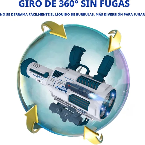 Miniatura 8 de Pistola de burbujas automática Gatling, que produce miles de burbujas por minuto, adecuada para niños y adultos y perfecta para fiestas
