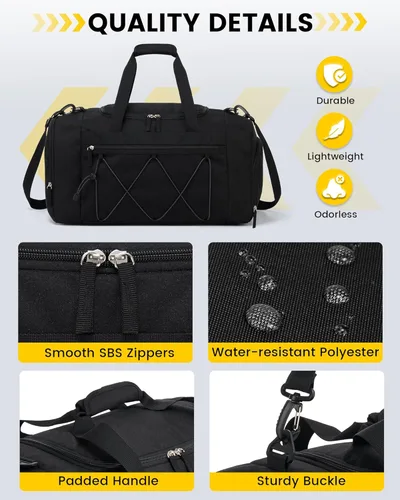 Miniatura 6 de Vorspack Bolsa de gimnasio para hombres 21 pulgadas bolsa de viaje bolsa de lona para gimnasio, deportes, viajes, fin de semana, natación durante