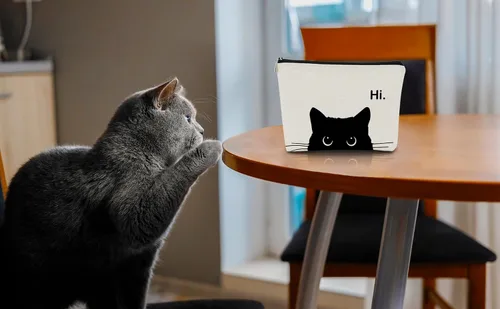 Miniatura 3 de Regalos de Gatos - Pequeña bolsa de maquillaje, bolsa de cosméticos para amantes de los gatos, bolsa de maquillaje para adolescentes y mujeres, cat 1
