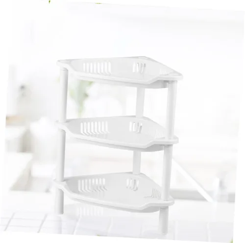 Miniatura 5 de Cabilock Estante de almacenamiento de 3 estantes cuadrados, estantería de plástico, organizador de estante de esquina, estantes de baño, soporte
