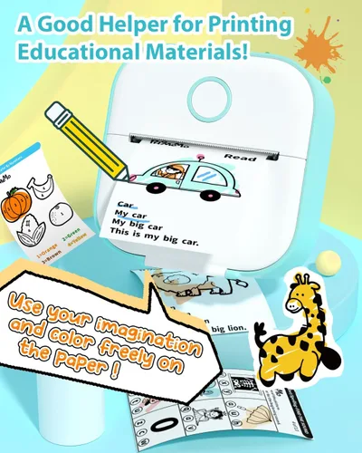 Miniatura 5 de Phomemo T02 - Juego de impresora con 3 rollos de impresora sin tinta de papel, mini impresora de calcomanías para impresora Bluetooth térmica