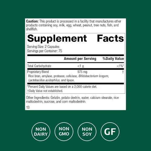 Miniatura 2 de Standard Process Lact-ENZ - Apoyo para la digestión enzimática - Sin gluten, sin lácteos y sin soya - Cuidado digestivo probiótico - 90 cápsulas