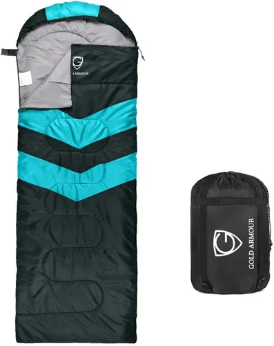 Miniatura 10 de Gold Armour Sacos de dormir para adultos, niños, niñas, mochileros, senderismo, campamento, clima frío y cálido 4 estaciones, uso en interiores