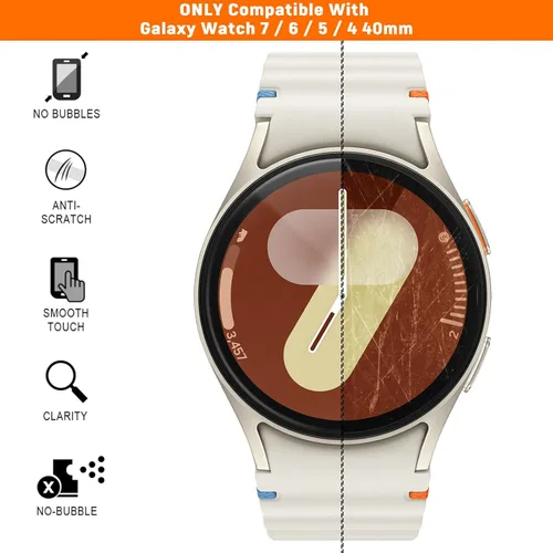 Miniatura 4 de SPGUARD Paquete de 4 protectores de pantalla para Samsung Galaxy Watch 7 de 1.575 pulgadas (1.575 in), película transparente de vidrio templado