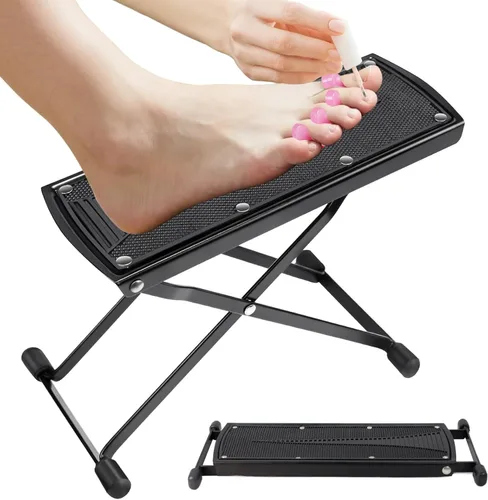Reposapiés para pedicura, taburete con 6 alturas ajustables, soporte plegable de metal antideslizante para uso doméstico y de salón, estación de