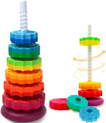 Juguete giratorio para bebés, juguete apilable para bebés y niños pequeños, juguetes educativos de aprendizaje para niños pequeños, juguete de rueda