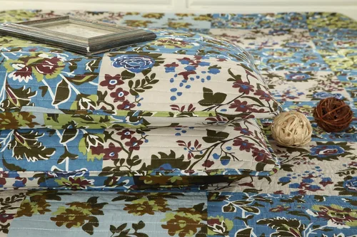 Miniatura 7 de Tache Home Fashion Colcha de algodón hawaiano con diseño floral de retazos – Bosque perdido – Juego de colcha ligera reversible de verano azul