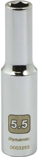 Dynamic Herramientas 1/4" Drive 6 puntos métrico, 0.217 in de profundidad longitud, zócalo de acabado cromado