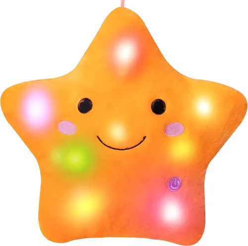 Miniatura 7 de Almohada de estrella brillante de 13.8 pulgadas, almohada de felpa de estrella LED con luces nocturnas coloridas, juguete de estrella suave y Azul