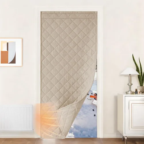 Miniatura 11 de NICETOWN Cortina de puerta con aislamiento térmico, opaca, ahorro de energía, con 3 formas de colgar, material grueso, fácil de instalar, mantiene