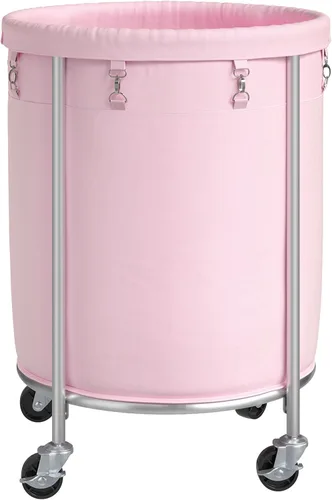 Miniatura 21 de ELYKEN Cesta de lavandería con ruedas, cesta de lavandería rodante de 170L con bolsa extraíble y marco de acero, carrito de lavandería redondo con 4