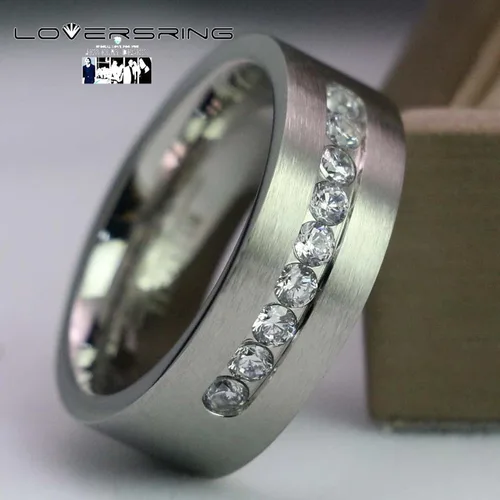 Miniatura 52 de Conjunto de dos anillos de boda para él y para ella, anillos para parejas. Anillos de compromiso para novia en acero inoxidable chapado en oro Blanco