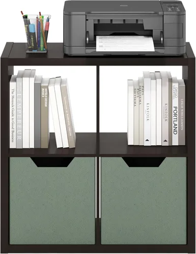 Miniatura 8 de Furinno CUBICLE Estantería de Libros, Estantería de 4 Cubos, Marco Extra Grueso Estantería Reversible con Respaldo Abierto, 14.6" x 30" x 30" Negro