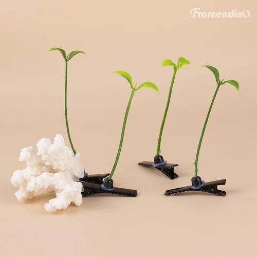 Miniatura 3 de Framendino, Paquete de 10 pinzas divertidas para el pelo de brotes de frijol, pasador de hierba para mujeres y niñas