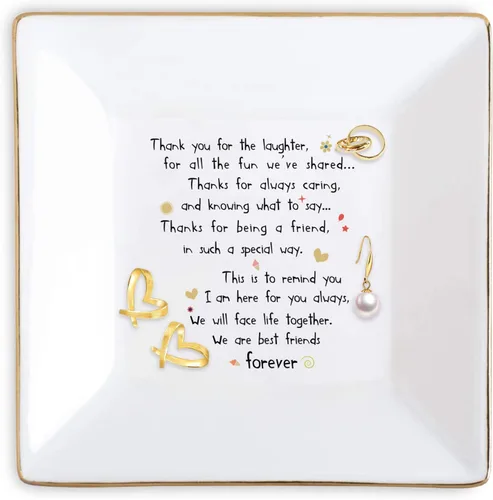 Regalos de amistad para mujeres, Navidad, cumpleaños, grandes mejores mejores mejores amigas, joyería divertida, plato de anillo lindo sentimental