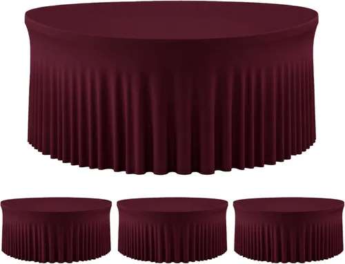 Miniatura 29 de 2 Pack White 72 inch Round Spandex Tablecloth, Washable Stretchy Fitted 6FT Round Tables,Elastic Edge with Skirt, Wrinkle-Free Table Cloths for