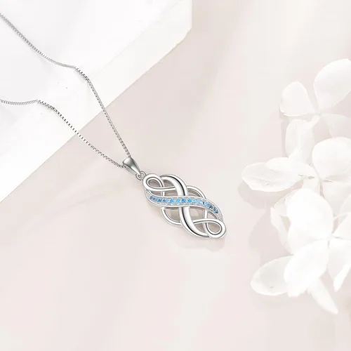 Miniatura 4 de YFN Collar con colgante de ópalo creado con nudo celta irlandés, collares negros de plata esterlina para mujeres y hombres de 18 pulgadas