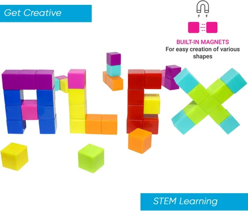 Miniatura 6 de BrainSpark 48 piezas bloques de construcción magnéticos DigitBlocks multicolor STEM Montessori bloques imán para niños, juego educativo de Negro