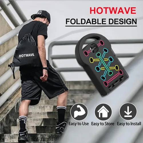 Miniatura 6 de HOTWAVE Push Up Board Fitness, Portable Foldable 20 in 1 Push Up Bar at Home Gym, Pushup Handles for Floor. Professional Strength Training Equipment