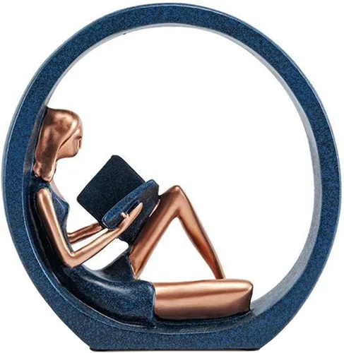EKDJKK Estatuilla de resina leyendo un libro, estantería de yoga para niña, decoración estética, escultura, pieza de acento, esculturas artísticas,
