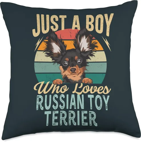 Miniatura 4 de Just A Boy Who Loves Toy Terrier Funny Retro Dog Owner Throw Pillow