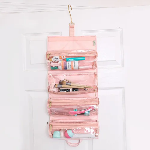 Miniatura 9 de Neceser de viaje colgante para mujer, bolsa de viaje plegable para mujer, 4 bolsas de viaje extraíbles XL aprobadas por la TSA para cosméticos