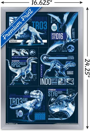 Miniatura 34 de Trends International Jurassic World: Fallen Kingdom - Póster de pared con cuadrícula, 14.725 x 22.375 pulgadas, versión enmarcada de madera