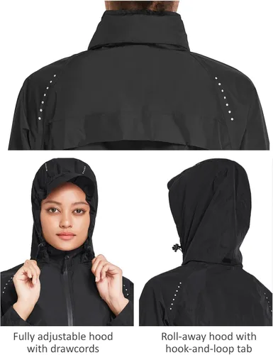 Miniatura 3 de BALEAF Chaquetas de lluvia para correr, impermeables, cortavientos, ligeras, reflectantes, plegables, con capucha