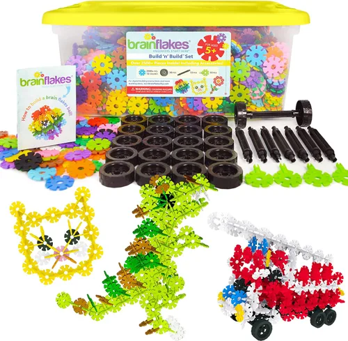 Brain Flakes Kit de construcción y construcción de 2500 piezas, una alternativa creativa y educativa a los bloques de construcción, piezas de ruedas