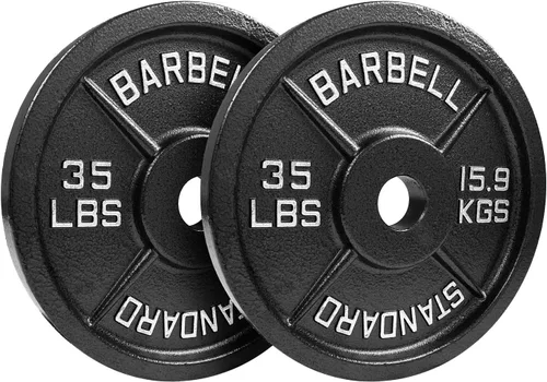 Miniatura 5 de Juego de placas olímpicas de acero de 155 libras, estándar olímpico con revestimiento de alta calidad, pares de 35 libras, 25 libras, 10 libras, 5