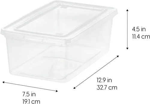 Miniatura 2 de IRIS USA Paquete de 12 contenedores de almacenamiento con tapas, 6 cuartos de galón, transparentes como el cristal, cajas de zapatos, contenedores
