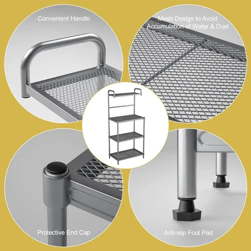 Miniatura 5 de MEDIMALL Estante para panaderos para cocina con almacenamiento, soporte de microondas de 4 niveles, estante de almacenamiento para carrito
