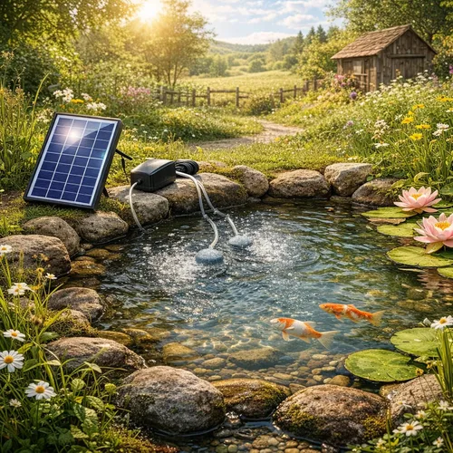 Miniatura 2 de Andoer Oxigenador de estanque alimentado por energía solar, bomba de oxígeno solar, bomba de aire de oxígeno para acuario, aireador de pesca