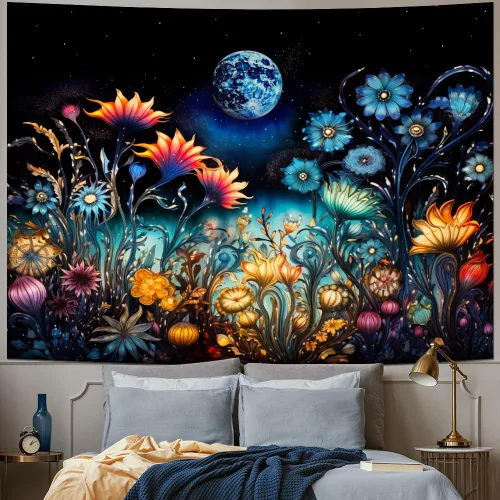 Tushelia Tapiz floral para colgar en la pared para decoración de dormitorio