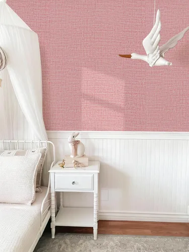 Miniatura 4 de Guvana - Papel tapiz de tela de hierba autoadhesivo, extraíble, moderno, de papel de contacto texturizado rosa, papel tapiz de lino falso engrosado