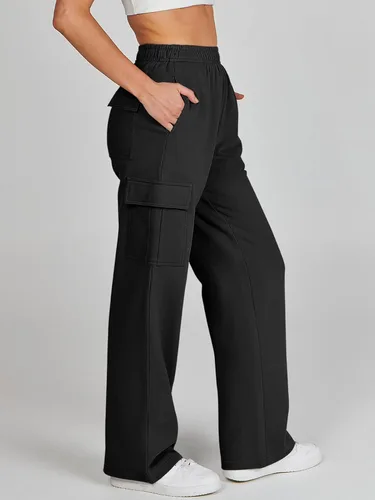 Miniatura 3 de ANRABESS Pantalones deportivos tipo cargo para mujer, casuales, holgados, de forro polar, de cintura alta, pantalones atléticos para descansar