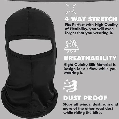 Miniatura 6 de Pasamontañas de seda para hombre, transpirable, para usar debajo del casco, resistente al viento, pasamontañas para motocicleta