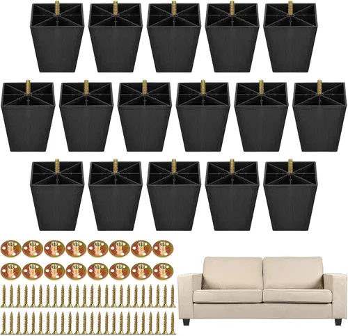 Miniatura 9 de TURSTIN Paquete de 8 patas cuadradas de plástico para sofá de 2 pulgadas, patas cuadradas para sofás, sillas, color negro