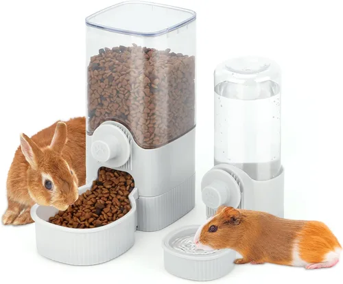 Miniatura 8 de YUEPET Dispensador de agua de alimentos para conejos, alimentador de conejo de gran capacidad para jaulas, dispensador automático de agua para Azul