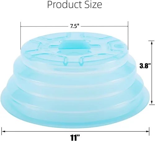 Miniatura 4 de Kichwit Cubierta plegable de silicona para placa de microondas, protector de salpicaduras, apto para lavavajillas y libre de BPA, 11 pulgadas, azul