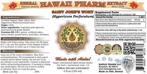 Miniatura 2 de Hawaii Pharm Extracto líquido de hierba de San Juan (Hypericum Perforatum) 4x4 fl.oz
