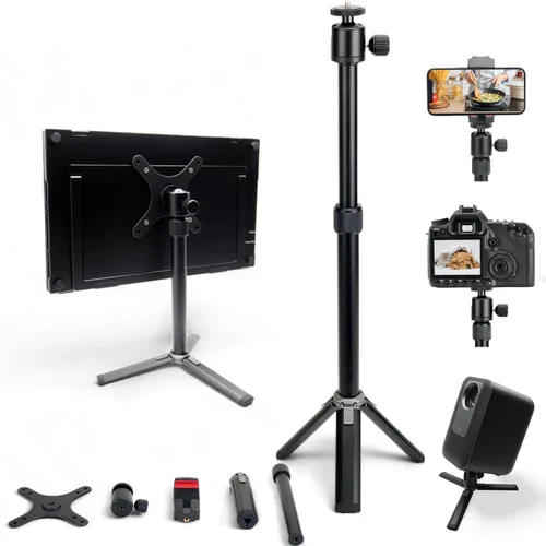 Kado Trípode de soporte de monitor portátil de metal, 3.937x3.937 in 2.953x2.953 in, placa de soporte adaptadora de montaje en pared/brazo, cabeza