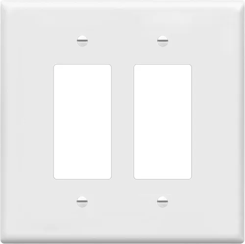 ENERLITES - Cubierta decorativa de interruptor doble, placa de pared de dos salidas, 2 bandas de gran tamaño, 5.50 x 5.50 pulgadas, termoplástico de