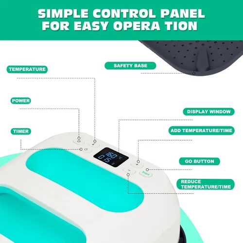 Miniatura 4 de MECOLOUR Máquina de prensa de calor para camisetas, prensa de calor portátil de 9 x 9 pulgadas con alfombrilla de prensa de calor, teflón de PTFE