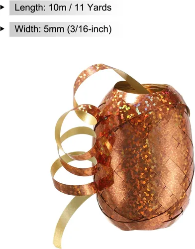 Miniatura 2 de PATIKIL 6 cintas rizadoras de globos prensadas de 3/16 pulgadas, láser metálico brillante, 11 yardas iridiscentes para Navidad, boda, regalo, Dorado