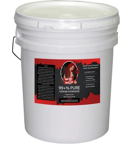 Miniatura 2 de 12 lb Red Hot Devil Lye Hidróxido de sodio cumple con el código químico alimentario, gotas de soda cáustica de alto grado
